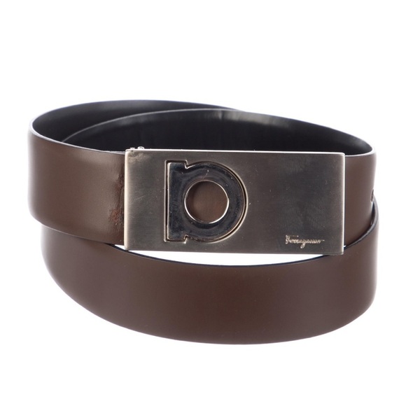 Salvatore Ferragamo Women’s Brown Skinny Leather Waist Gancio Logo Belt Size XS